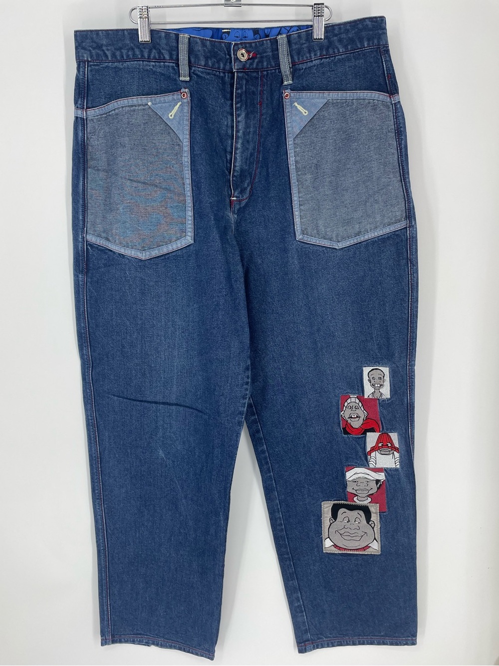 Vtg Fubu Platinum Fat Albert Gang on Leg 1990's Blue Jeans 38x34 Hip Hop Skate